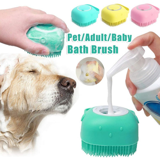Ultra Soft Silicone Dog/Cat Bath Massage Gloves Pouring Shampoo