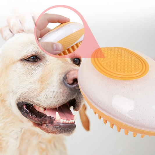 Dog Cat Bath Brush 2-in-1 Pet SPA Massage Comb Soft Silicone Brush