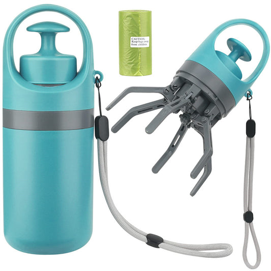 Portable Lightweight Dog Pooper Scooper With Built-in Poop Bag Dispenser Eight-claw Shovel For Pet Toilet Picker