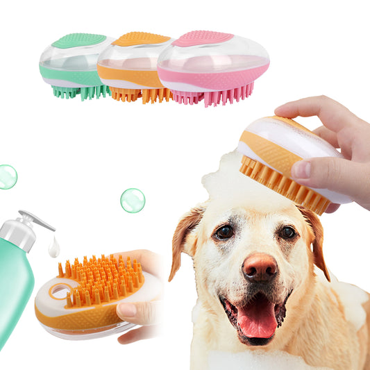 Dog Cat Bath Brush 2-in-1 Pet SPA Massage Comb Soft Silicone Brush