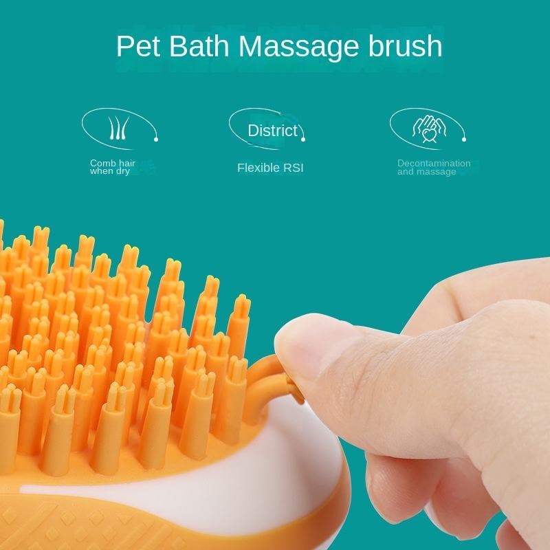 Dog Cat Bath Brush 2-in-1 Pet SPA Massage Comb Soft Silicone Brush