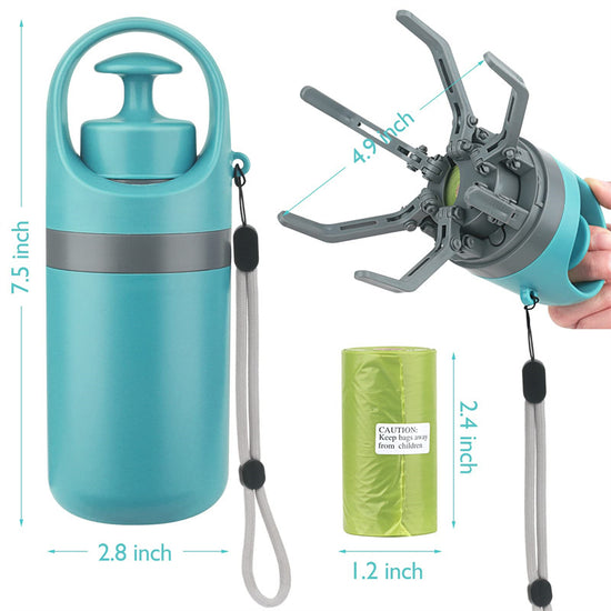 Portable Lightweight Dog Pooper Scooper With Built-in Poop Bag Dispenser Eight-claw Shovel For Pet Toilet Picker