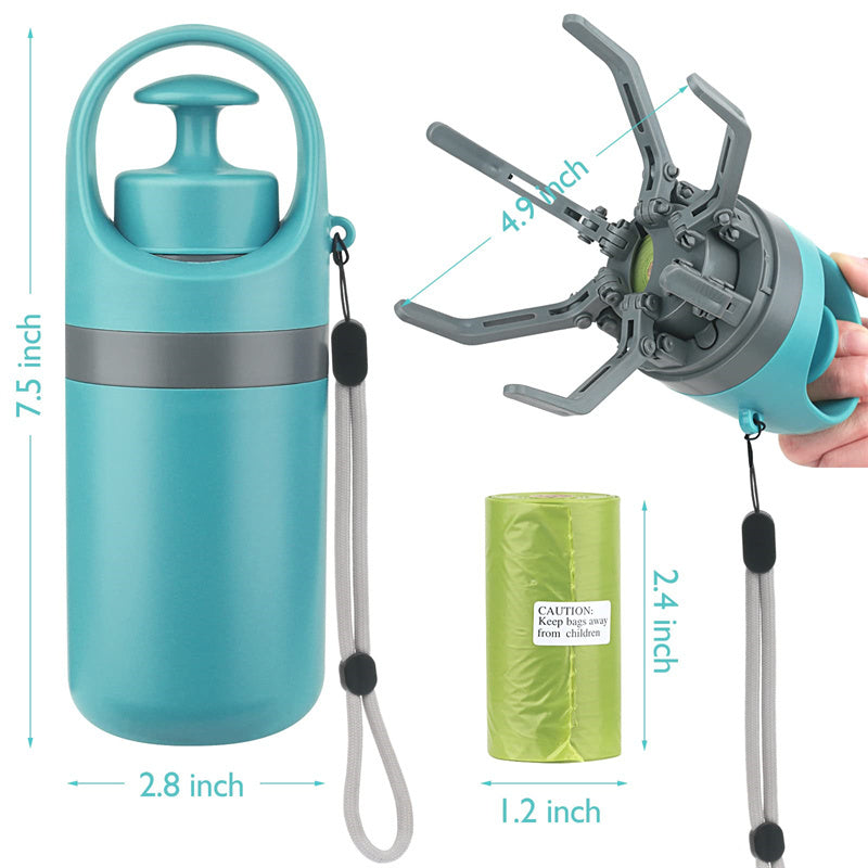 Portable Lightweight Dog Pooper Scooper With Built-in Poop Bag Dispenser Eight-claw Shovel For Pet Toilet Picker