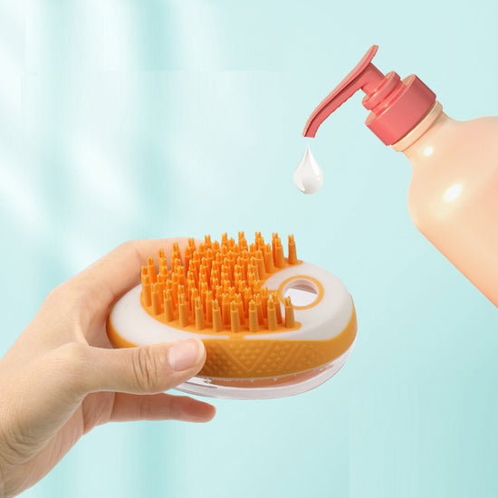 Dog Cat Bath Brush 2-in-1 Pet SPA Massage Comb Soft Silicone Brush