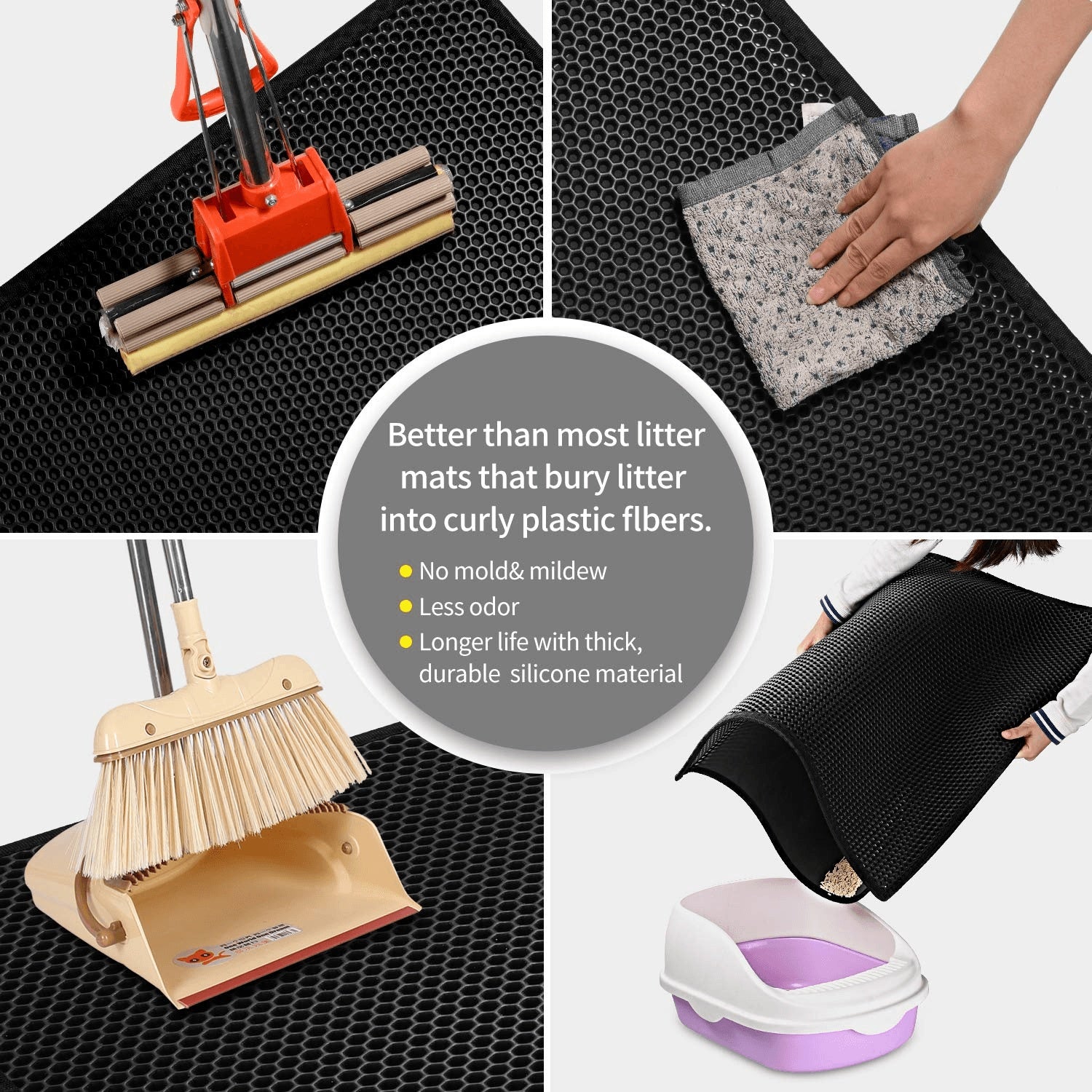 Cat Litter Mat Trapping Honeycomb Double Layer Waterproof Non-slip Sand Filter